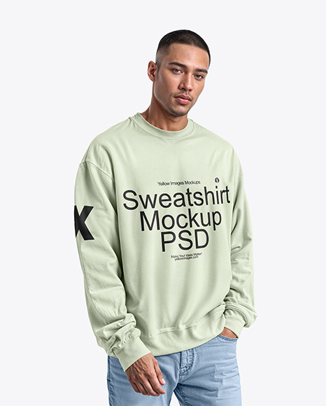 Man Wearing an Oversize Sweatshirt Mockup - Mockup assets