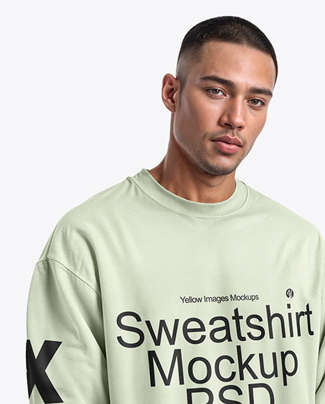 Man Wearing an Oversize Sweatshirt Mockup