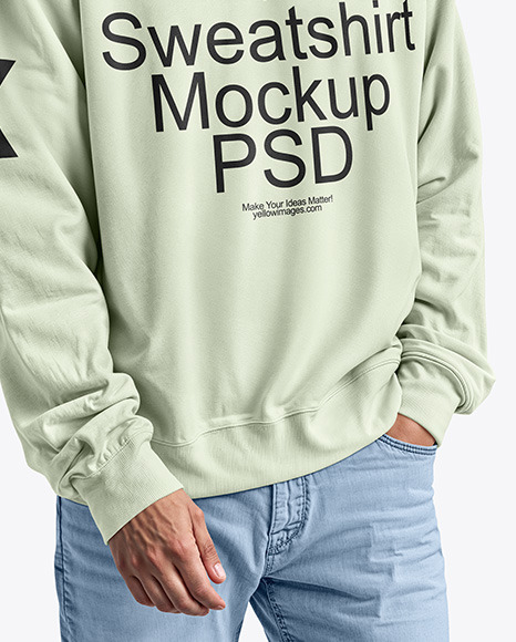 Man Wearing an Oversize Sweatshirt Mockup