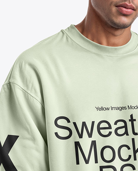 Man Wearing an Oversize Sweatshirt Mockup