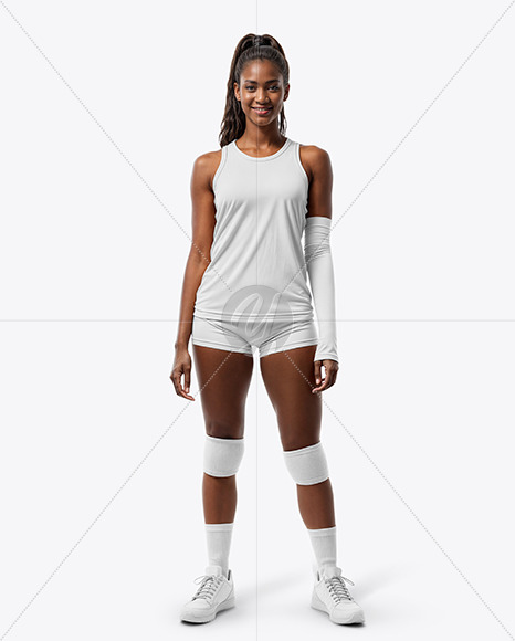 Afro-American Woman Wearing a Full Volleyball Kit Mockup