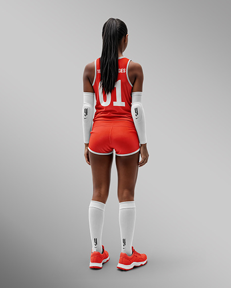 Black Woman Wearing a Full Volleyball Kit Mockup