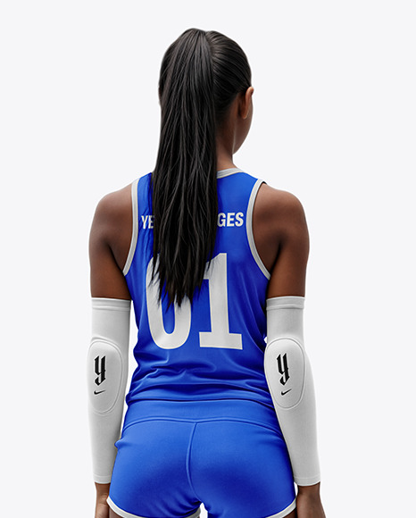 Black Woman Wearing a Full Volleyball Kit Mockup