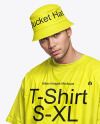 A Man Wearing an Oversize T-Shirt and a Bucket Hat Mockup