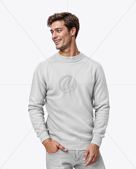 Man Wearing a Sweatshirt Mockup