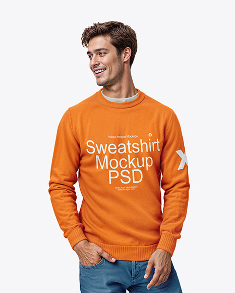 Man Wearing a Sweatshirt Mockup - Mockup assets