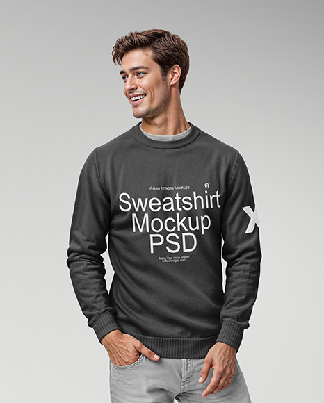 Man Wearing a Sweatshirt Mockup