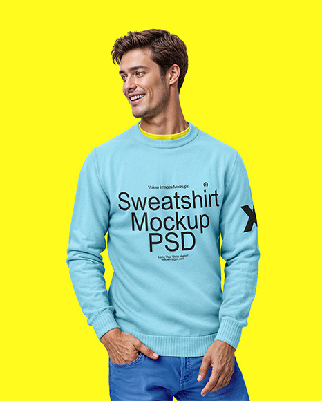 Man Wearing a Sweatshirt Mockup