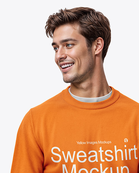 Man Wearing a Sweatshirt Mockup
