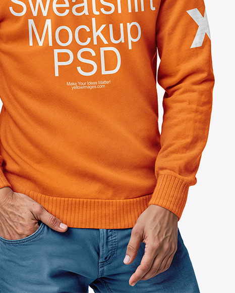 Man Wearing a Sweatshirt Mockup