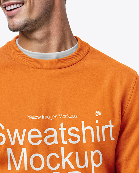 Man Wearing a Sweatshirt Mockup