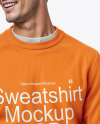 Man Wearing a Sweatshirt Mockup