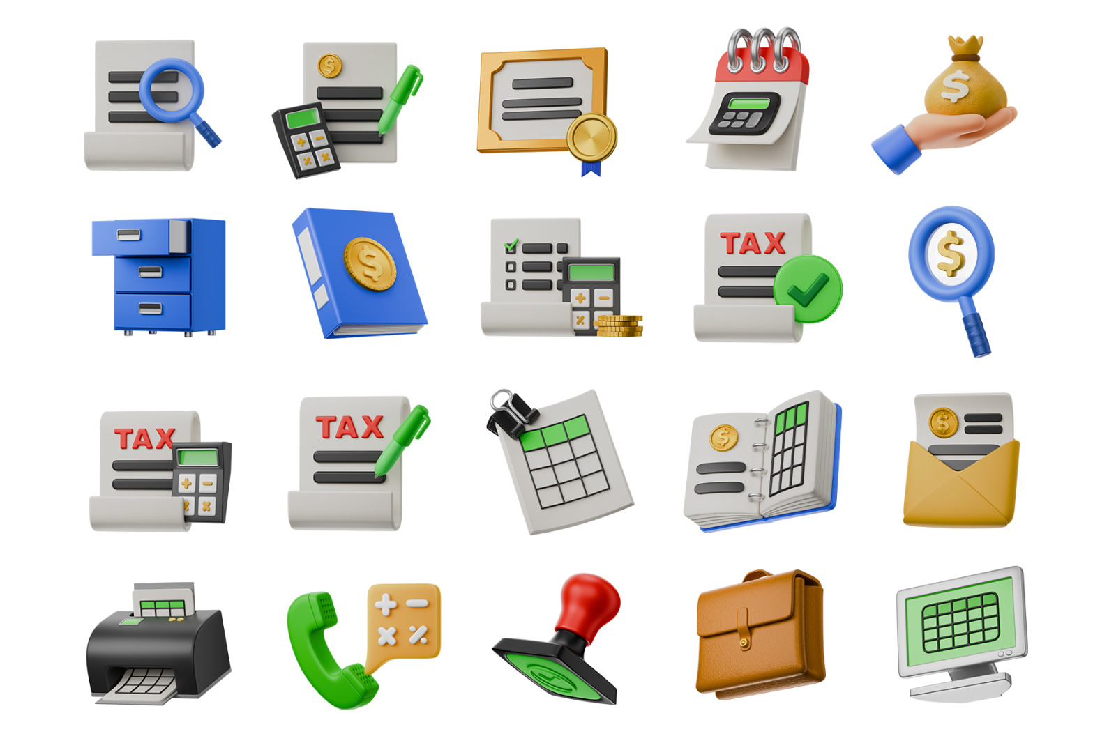 Finance Accounting 3D Icon Set