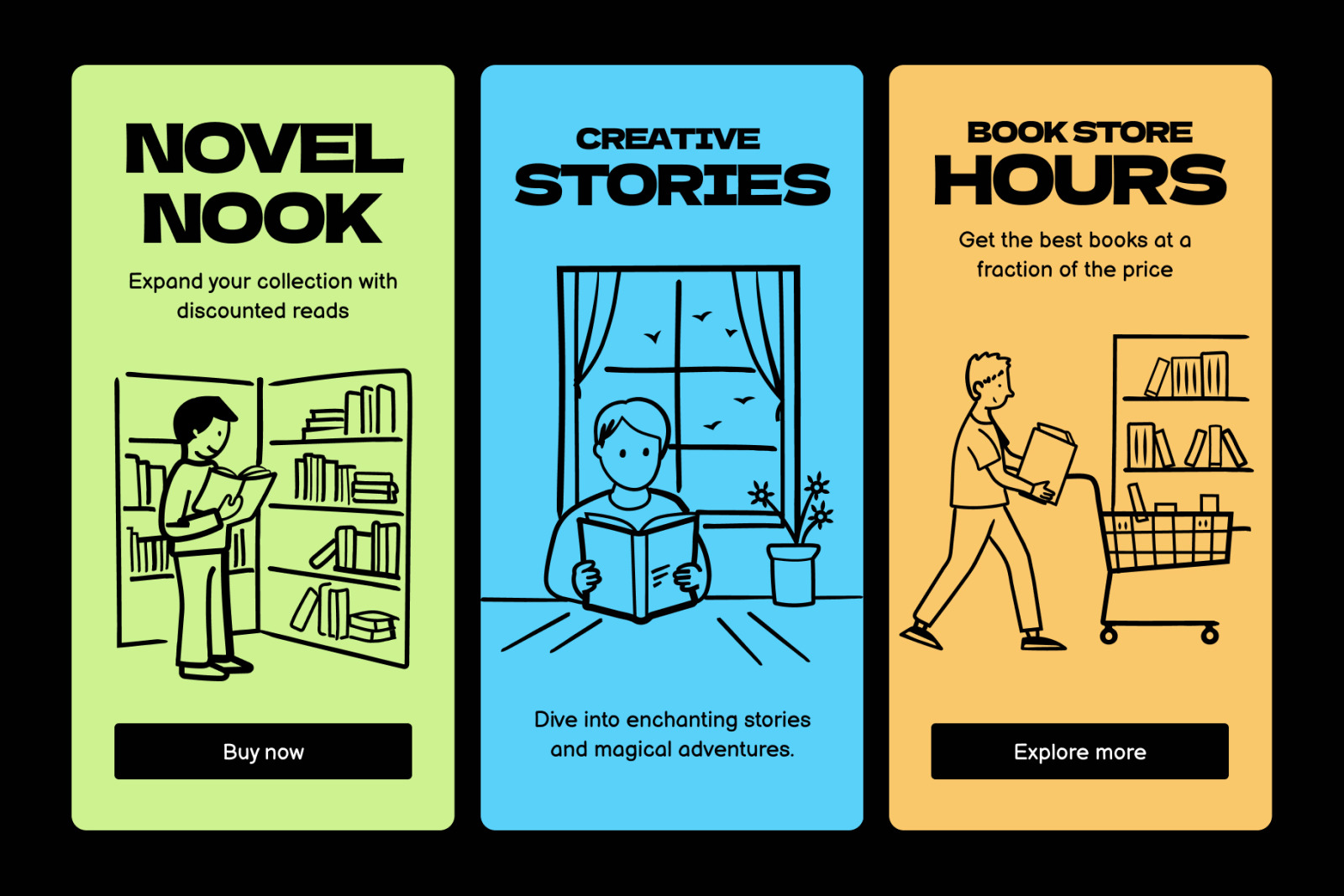 Book Reading Doodle Icons Book Reading Doodle Icons