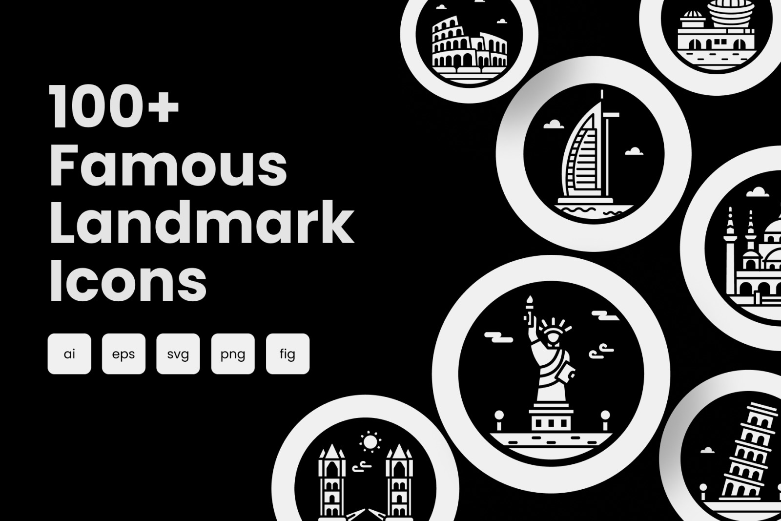 World Famous Landmarks Icons World Famous Landmarks Icons
