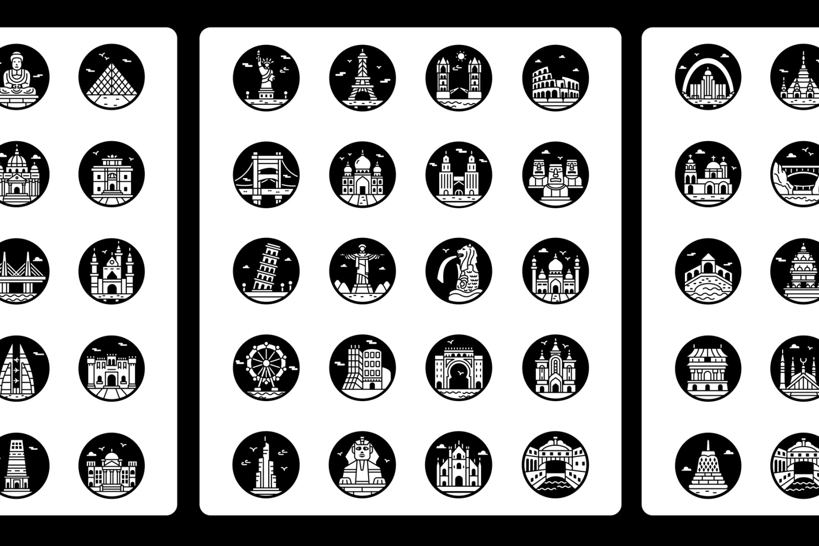 World Famous Landmarks Icons World Famous Landmarks Icons