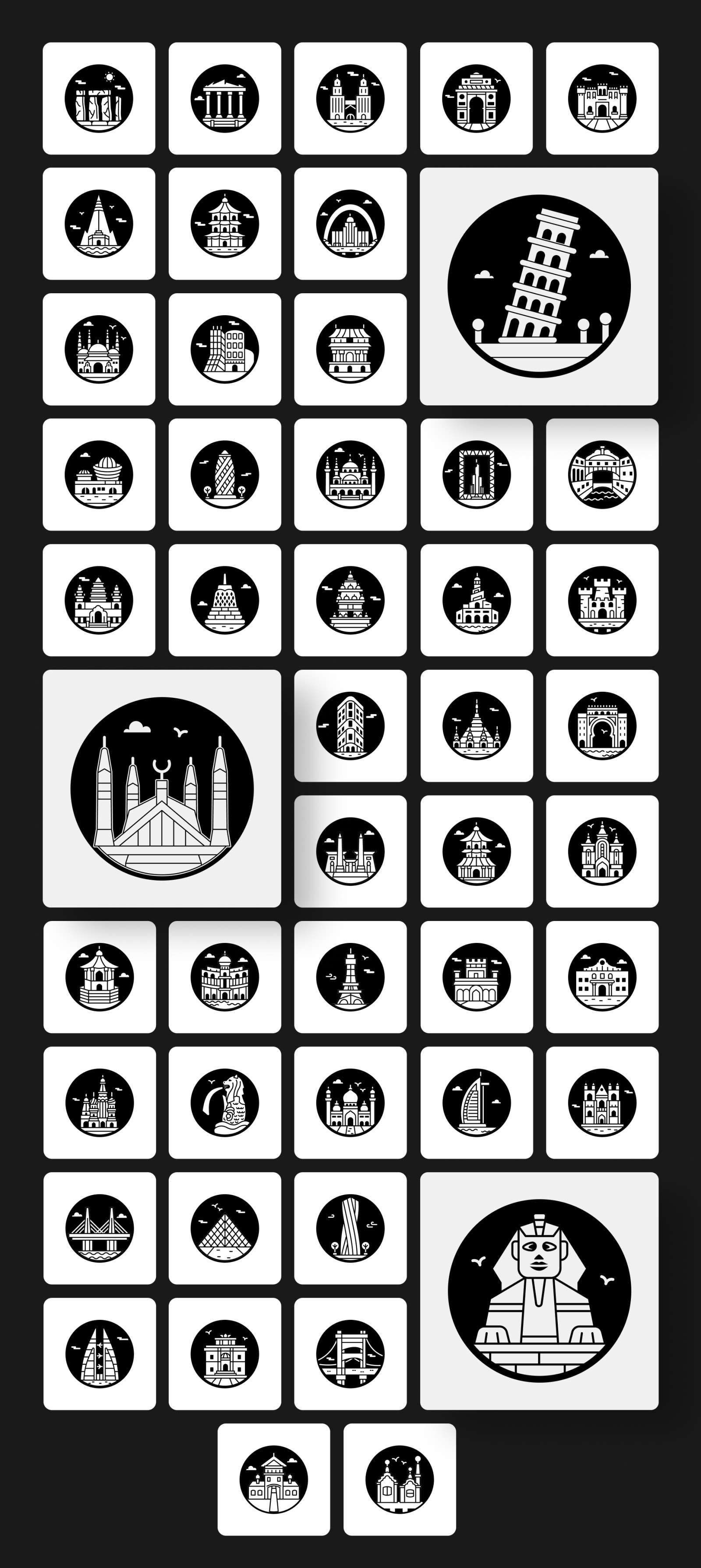 World Famous Landmarks Icons World Famous Landmarks Icons