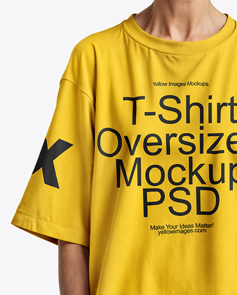 Elderly Woman in Glasses Wearing an Oversized Half Sleeve T-Shirt Mockup