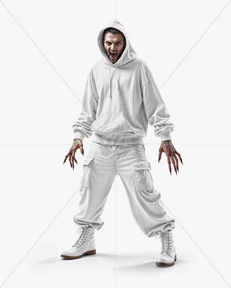 Vampire Wearing Oversized Hoodie and Pants Mockup