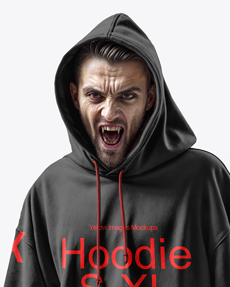 Vampire Wearing Oversized Hoodie and Pants Mockup