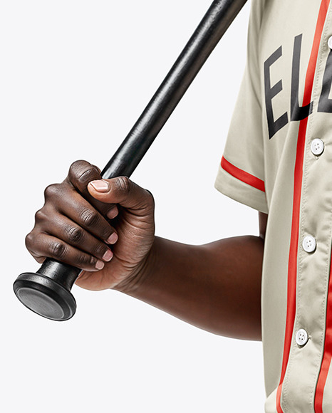 Baseball Player Wearing a Jersey and Cap with a Bat Mockup