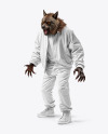 Werewolf Wearing Varsity Jacket and Pants Mockup