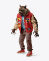 Werewolf Wearing Varsity Jacket and Pants Mockup