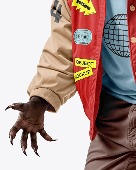 Werewolf Wearing Varsity Jacket and Pants Mockup