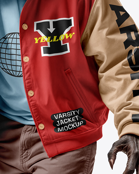 Werewolf Wearing Varsity Jacket and Pants Mockup