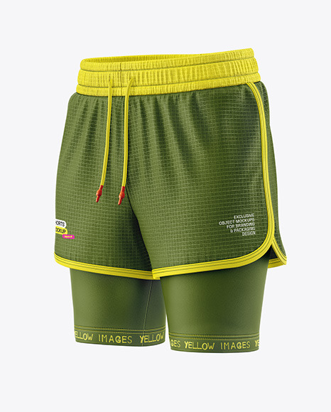 Two-Layer Training Shorts - Half Side View - Mockup assets