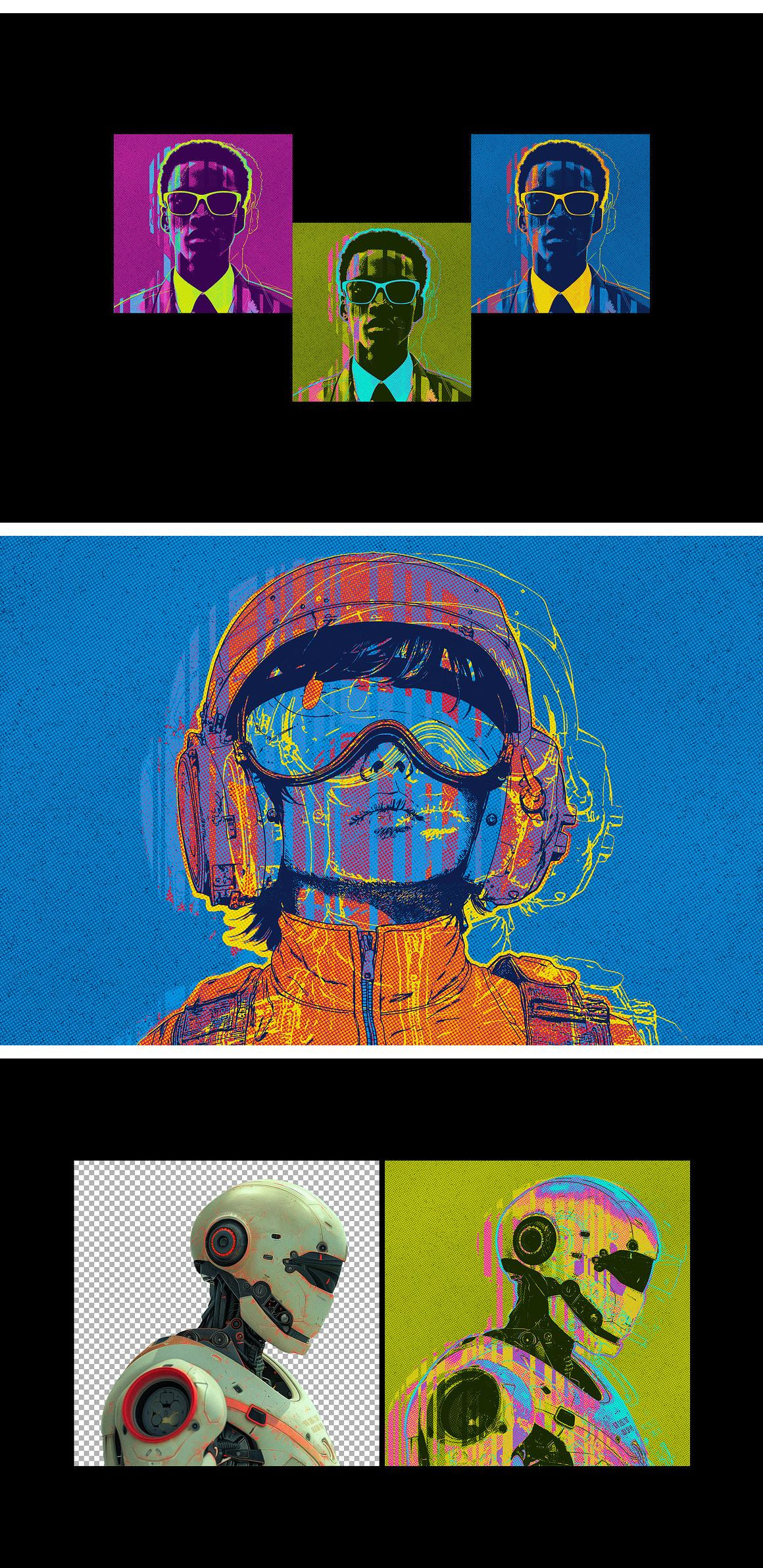 Cyberpunk Halftone Outline Photo Effect Cyberpunk Halftone Outline Photo Effect