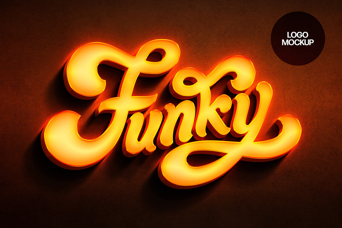 Orange Neon Wall Mockup Orange Neon Wall Mockup