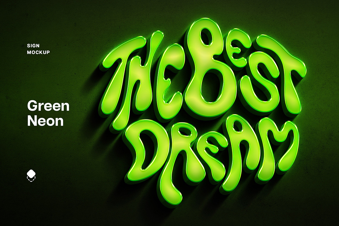 Green Neon Wall Text & Logo Mockup Green Neon Wall Text & Logo Mockup