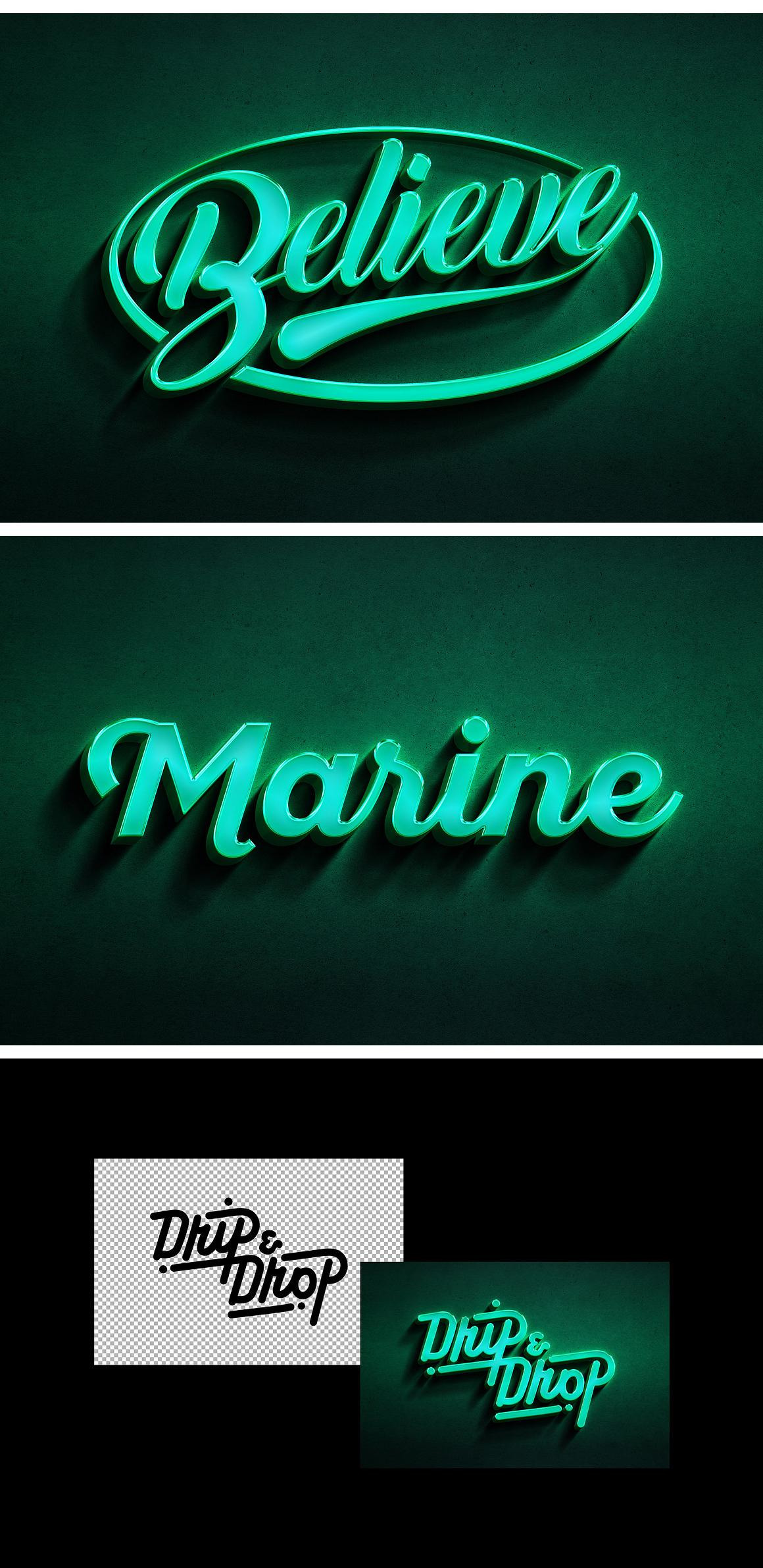 Marine 3D Neon Logo Mockup Marine 3D Neon Logo Mockup
