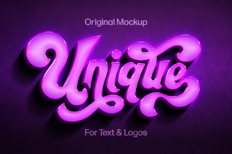 Lilac 3D Neon Wall Mockup - Volume