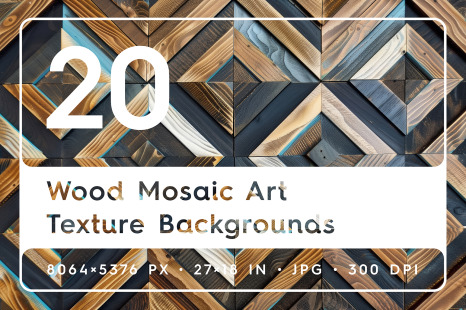 20 Wood Mosaic Art Texture Backgrounds - Textures