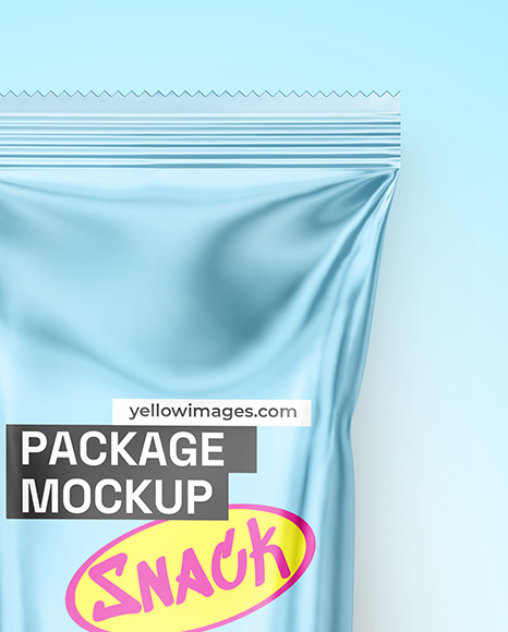 Glossy Metallic Snack Package Mockup