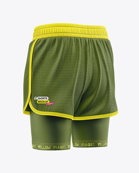 Two-Layer Training Shorts - Back Half Side View - Team mockup