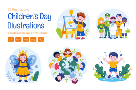 Childrens Day Animated Illustrations - Celebrate