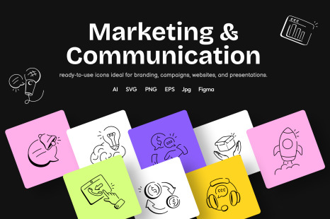 Animated Marketing and Communication Icons - Graphic designing