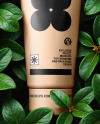 Matte Cosmetic Tube on Leaves Mockup