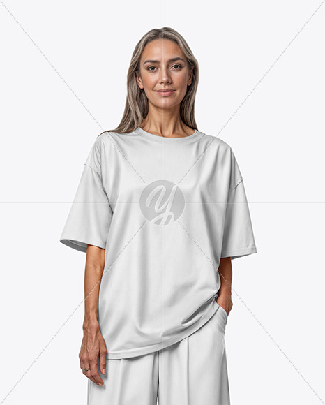 Woman Wearing an Oversized Half Sleeve T-Shirt Mockup