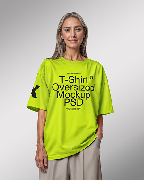 Woman Wearing an Oversized Half Sleeve T-Shirt Mockup
