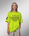 Woman Wearing an Oversized Half Sleeve T-Shirt Mockup