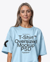 Woman Wearing an Oversized Half Sleeve T-Shirt Mockup