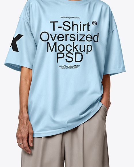 Woman Wearing an Oversized Half Sleeve T-Shirt Mockup