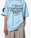 Woman Wearing an Oversized Half Sleeve T-Shirt Mockup