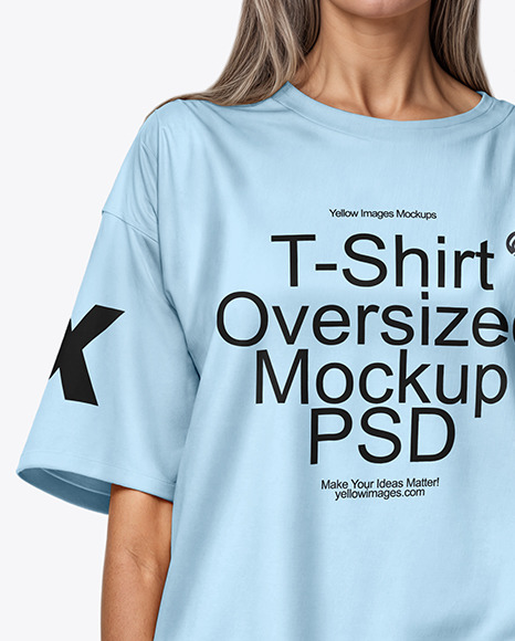 Woman Wearing an Oversized Half Sleeve T-Shirt Mockup