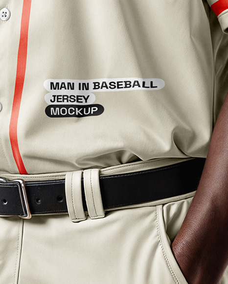 Afro-American Baseball Player Wearing a Jersey and Cap Holding a Bat Mockup