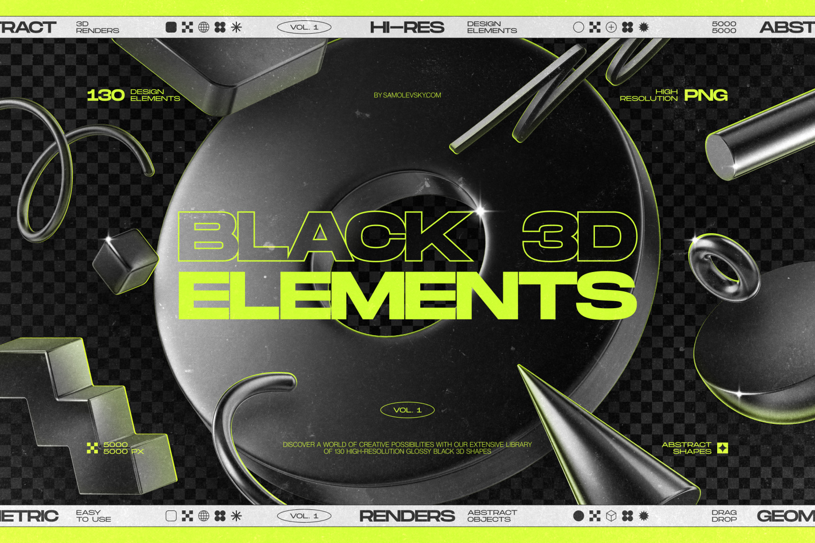 130 Black 3D Elements Collection Vol.1 130 Black 3D Elements Collection Vol.1